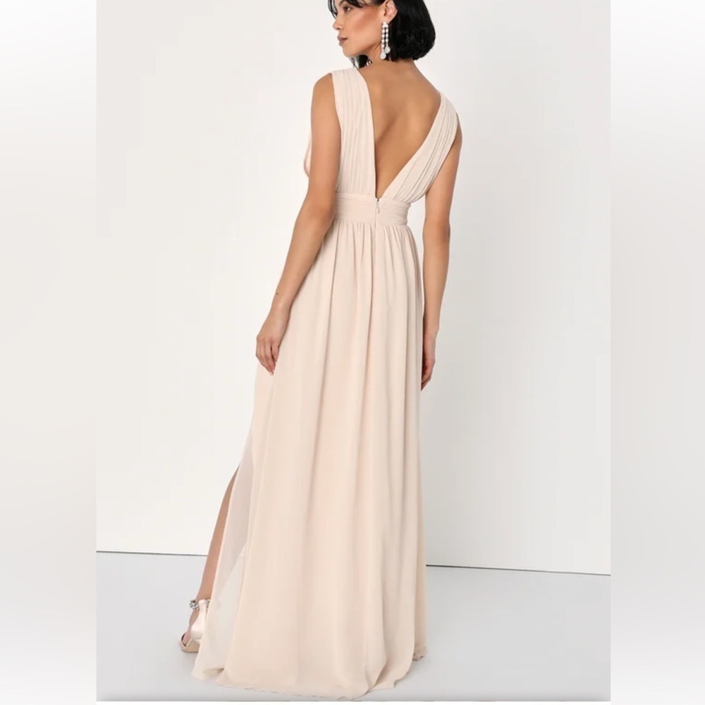 Lulus Heavenly Hues Cream Maxi Dress Size S  Prom/ Wedding/ Special Event - Picture 3 of 11